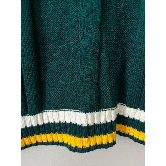 Rue 21 Green White and Yellow Crochet 90s Crew Neck Sweater Y2k Small Cheer - Picture 2 of 4